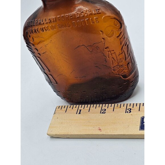 Pair Vtg Half Pint Embossed Colonial Graphics Brown Whiskey Bottle  Federal Law - Picture 8 of 10